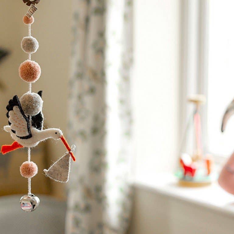 Sew Heart Felt - Eli Stork Pom -Pom Pink Garland