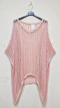 Italian Cotton Mesh Knit Top – Lightweight Beach Cover-Up | Oversized Summer Layering UK