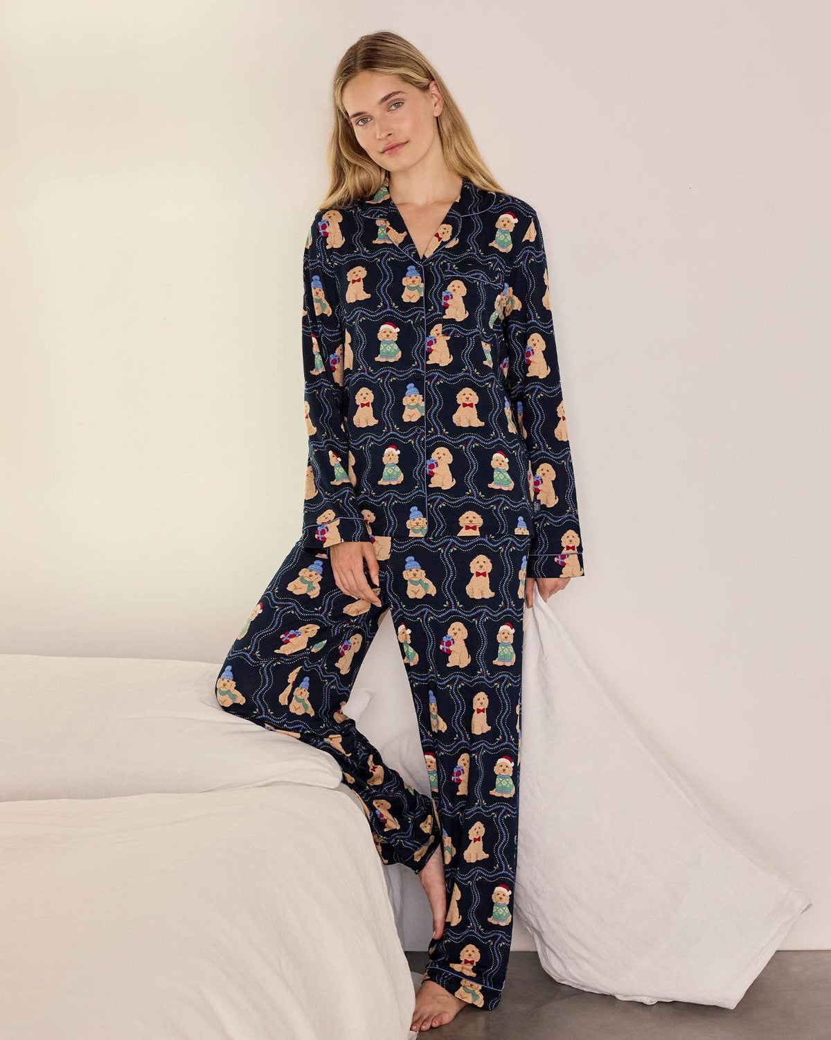 Christmas Chip the Cockapoo Portraits Print Long Pyjama Set