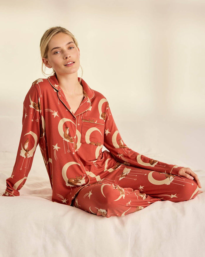 Lunar Foxes Print Long Pyjama Set