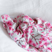 Unisex Baby Cotton Sleepsuit (Onesie) – Cherry Blossom Print