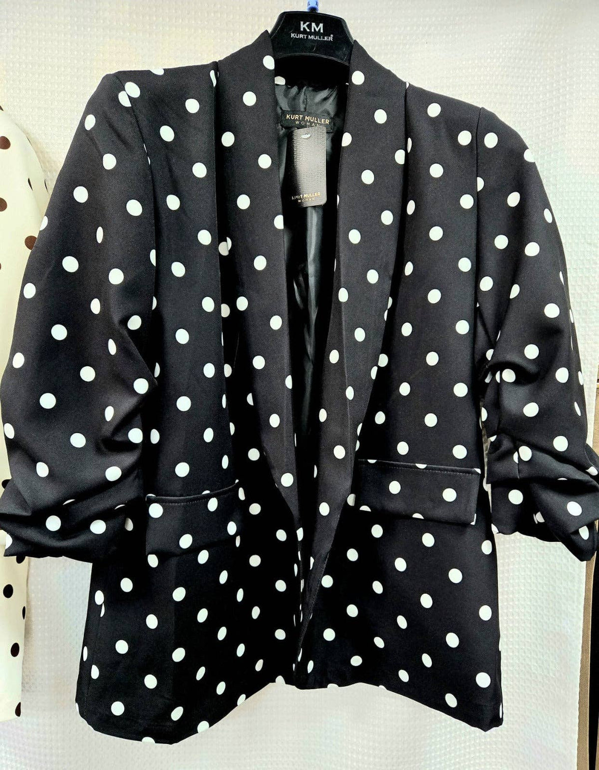 Polka Dot Rouched sleeve Blazer