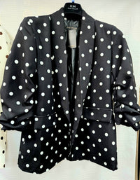 Polka Dot Rouched sleeve Blazer