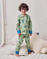 Kids Organic Cotton Sports Frogs Print Long Pyjama Set