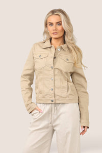 Kurt Muller Light Mocha Brown Denim Cotton Stretch Jacket