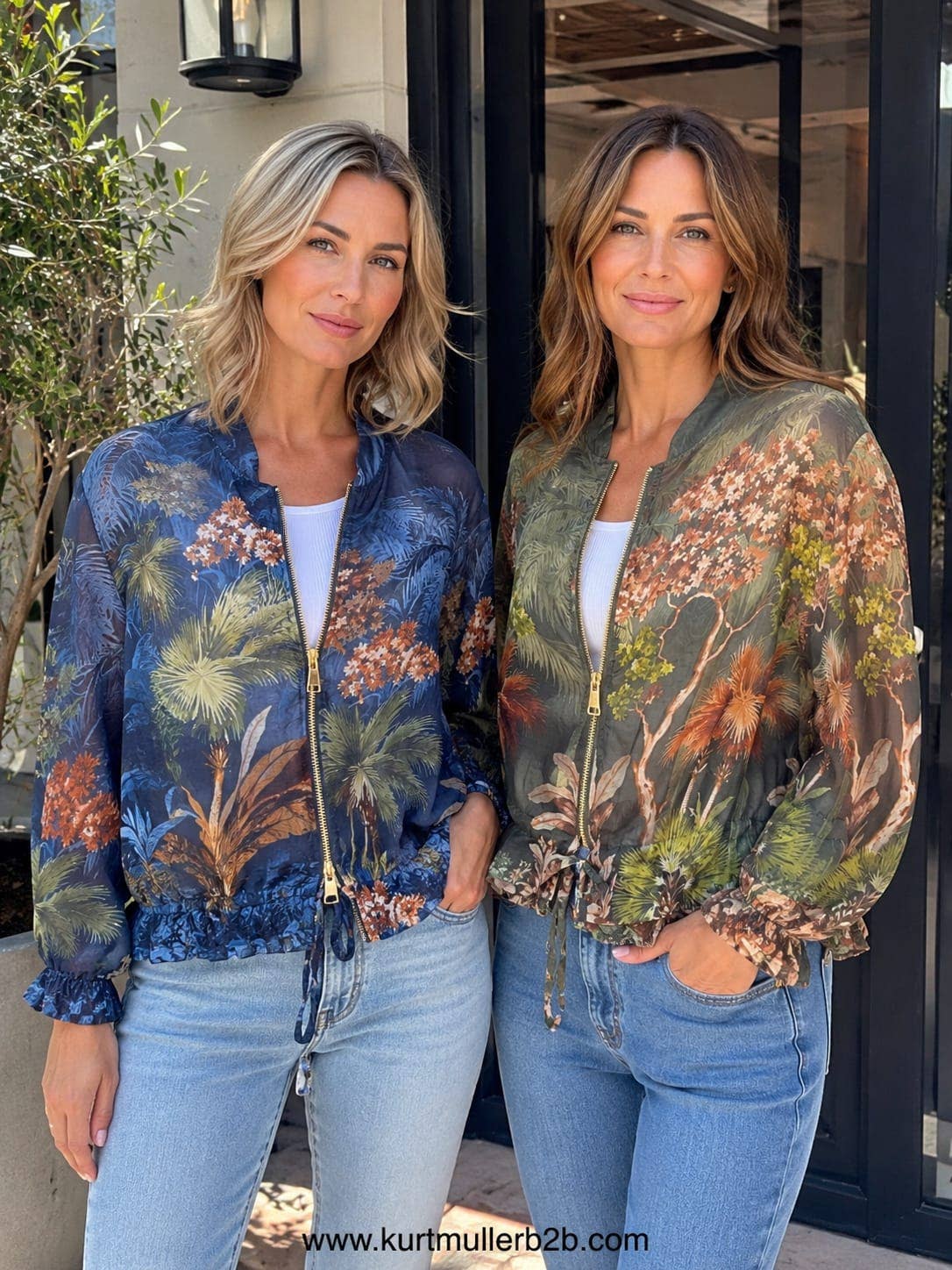 Palm Tree Tencel Bomber Jacket