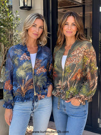 Palm Tree Tencel Bomber Jacket