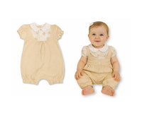 Baby Girls Short Romper with Chiffon Pleat and Flower Print