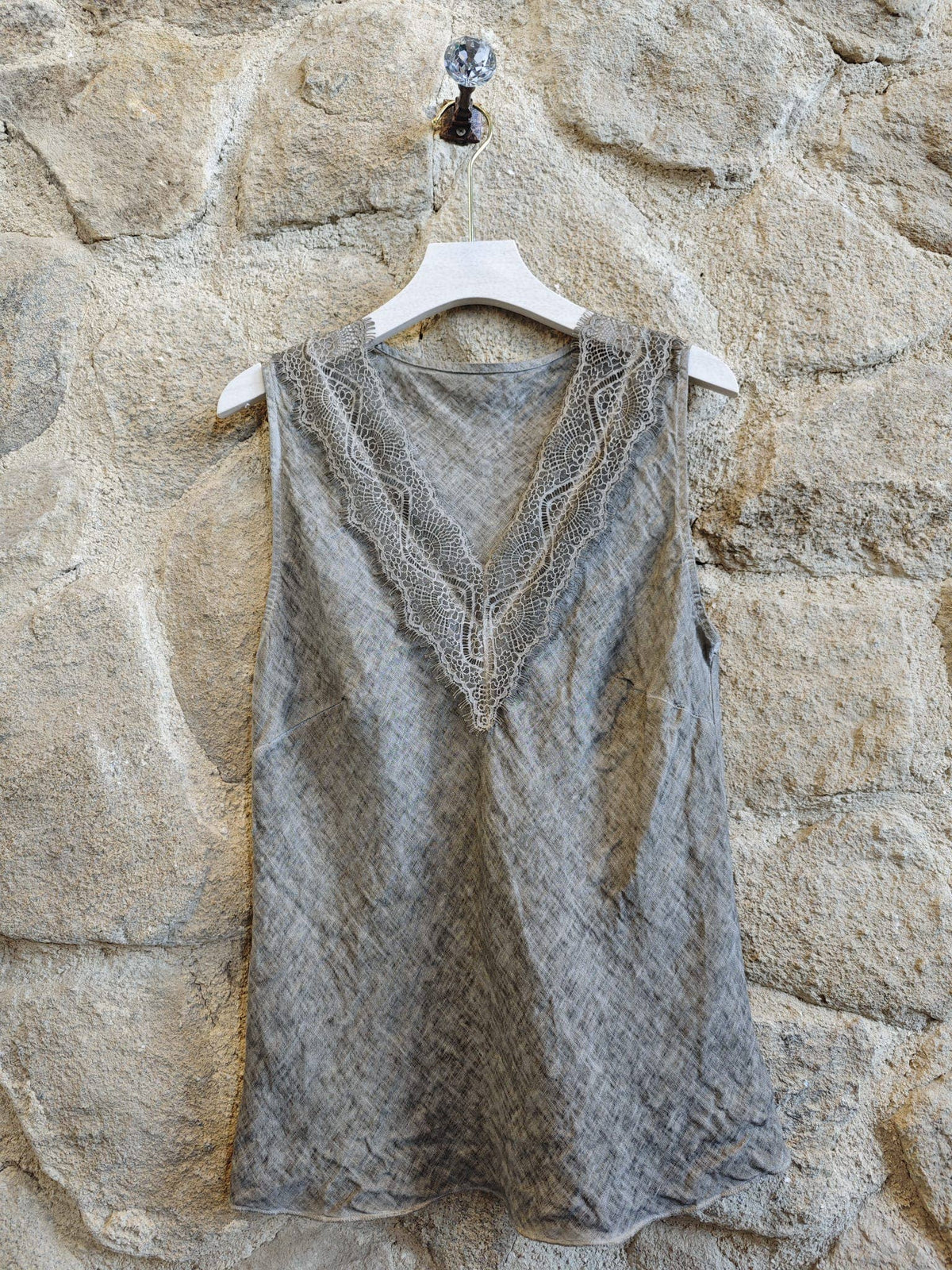 100% Linen V Neck Vest T-shirt Ref-23469