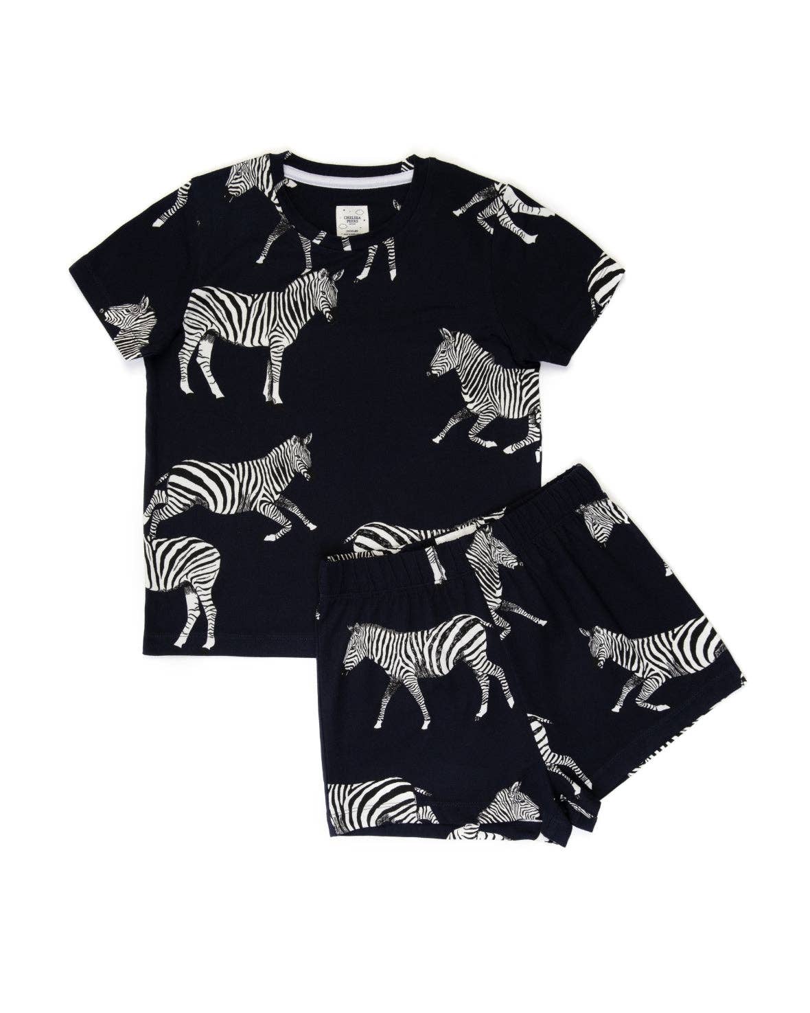 Kids' Navy Zebra Print Short Pyjama Set