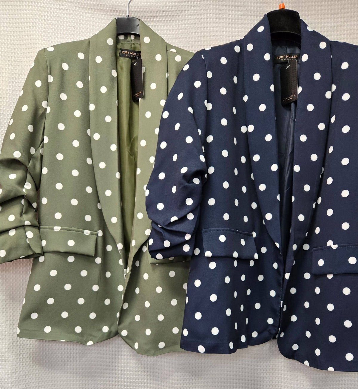 Polka Dot Rouched sleeve Blazer