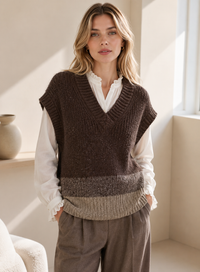 Contrast Hem V-Neck Knit Vest