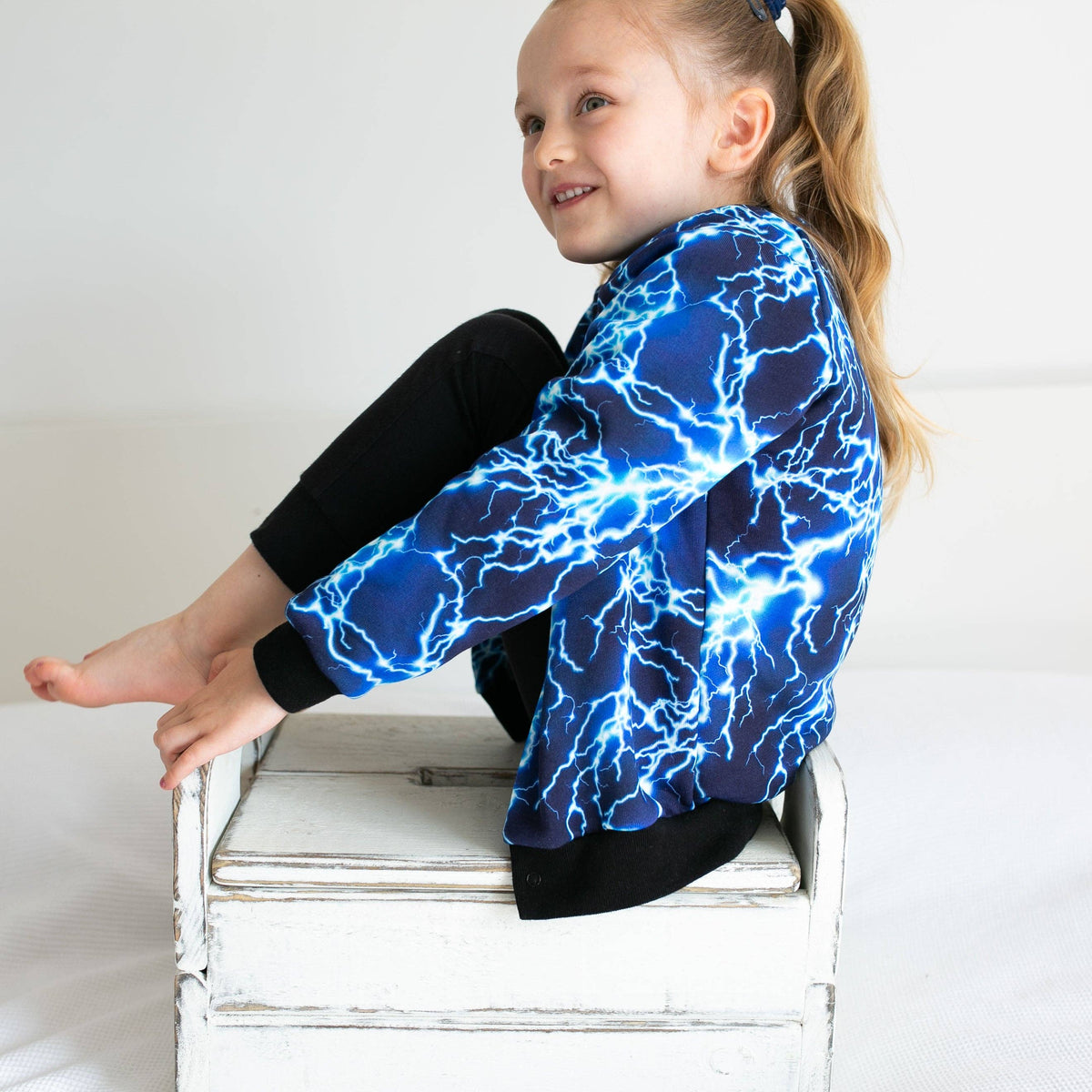 Unisex Kids Lightning Bomber Jacket – Lightweight Fleece