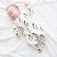 Unisex Baby Cotton Sleepsuit (Onesie) – Milk Penguin Print