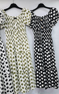 Big Polka Dot Bardot Midi Dress