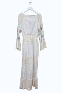 Womens Embroidered Boho Cotton Maxi Dress - 2 colours