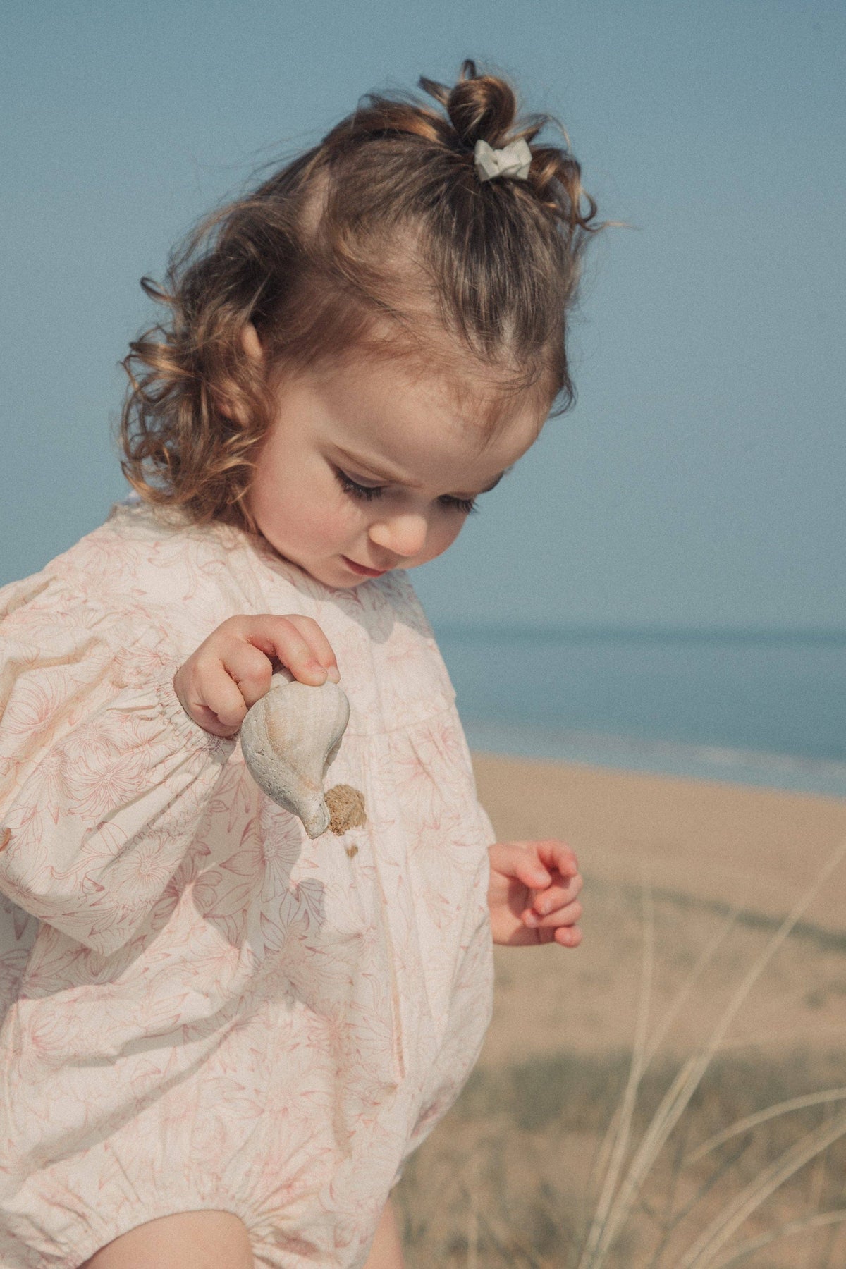 Pink/Toile Floral Long Puff Sleeve Romper