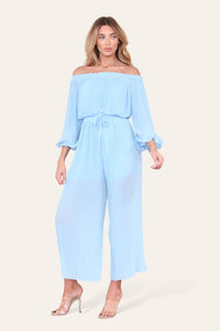 Sofia Bardot Pleated Frill Jumpsuit