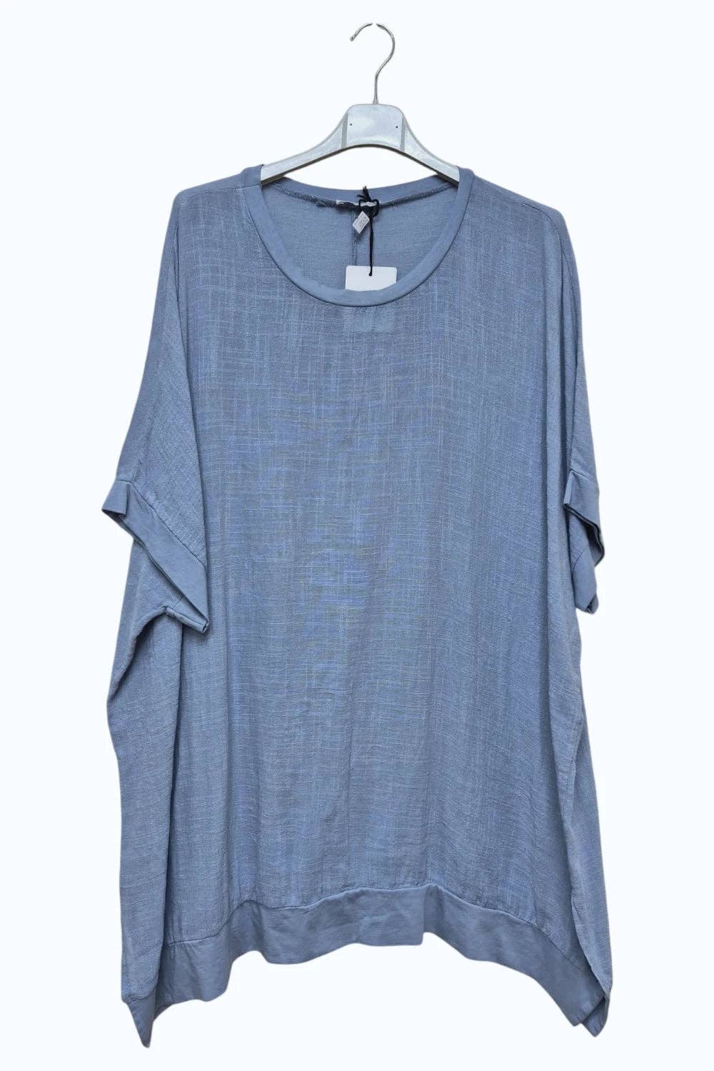 Italian Womens Cotton Oversized Side Slit Tunic Top