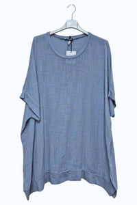 Italian Womens Cotton Oversized Side Slit Tunic Top