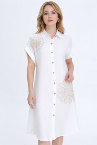 Floral Embellished Shirt Dress
