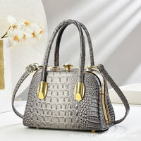 Small Medium Croc Pattern Diamante Top Handle Shiny Bag