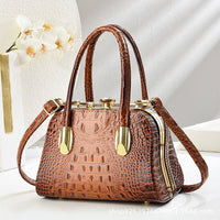 Small Medium Croc Pattern Diamante Top Handle Shiny Bag