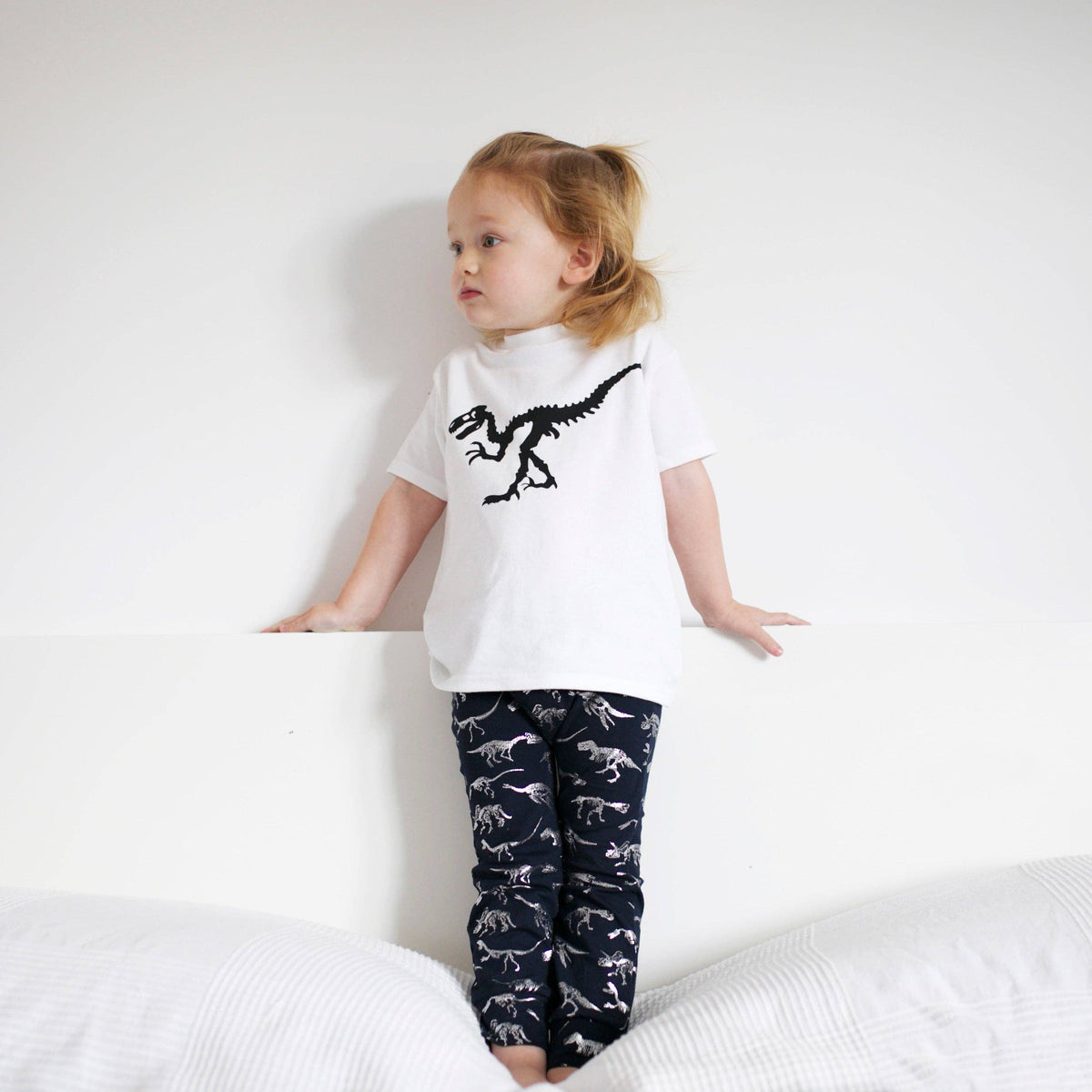 White Dino print Top