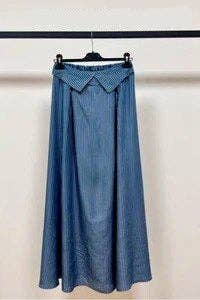 Striped Cotton Skirt with Elastic Waist
