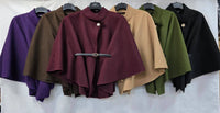 Belted Gold Button Cape Coat