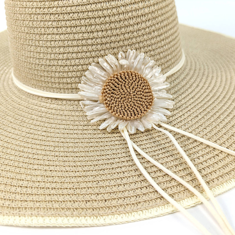Women's Daisy Wide Brim Foldable Hat - Natural (57cm)