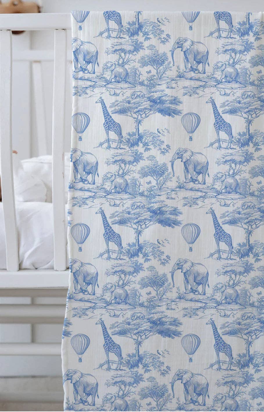 Toile de Jouy Safari Baby Boys Muslin Blanket