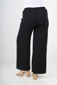 Italian Elastic Waistband Drawstring Wide Leg Trousers