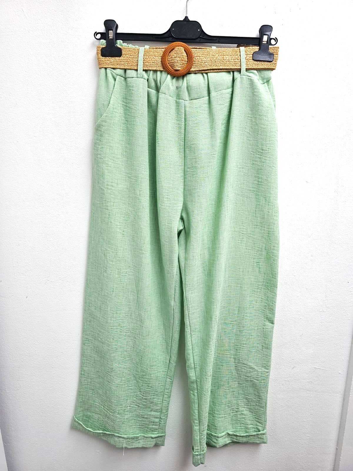 Italian One Size Light Weight Linen Trousers +Belt