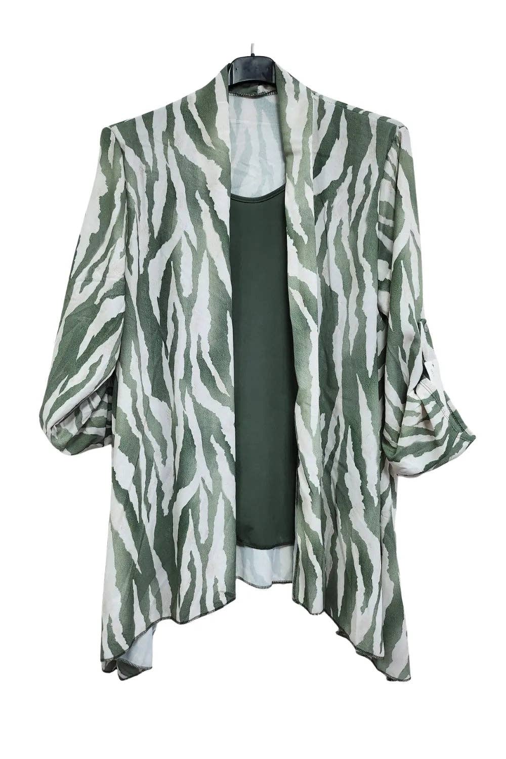 Italian Zebra Print Open Front Top with Attached Inner Vest