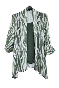Italian Zebra Print Open Front Top with Attached Inner Vest
