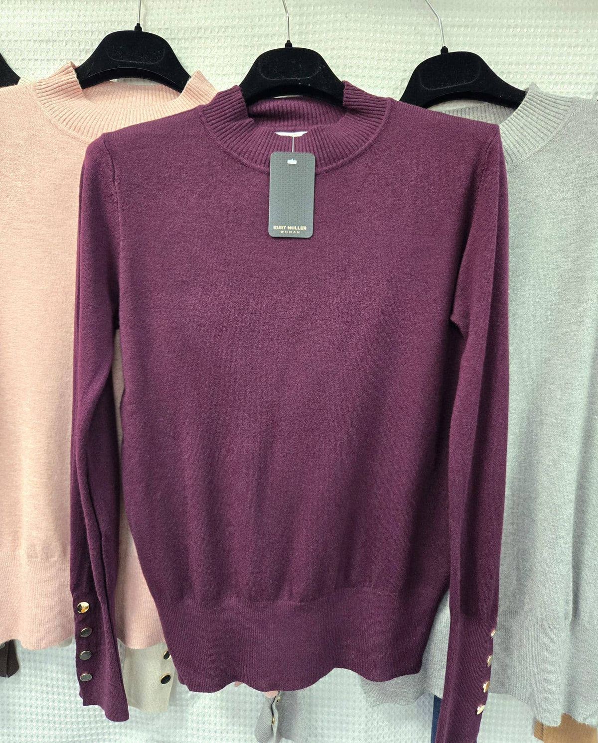 Gold Button Soft Turtle Neck Fine Knit
