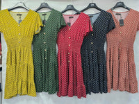 KM Classic Polka Dot V Jersey Midi Dress