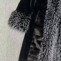 Black Faux Fur Long Coat with Faux Fur Collar & Cuffs