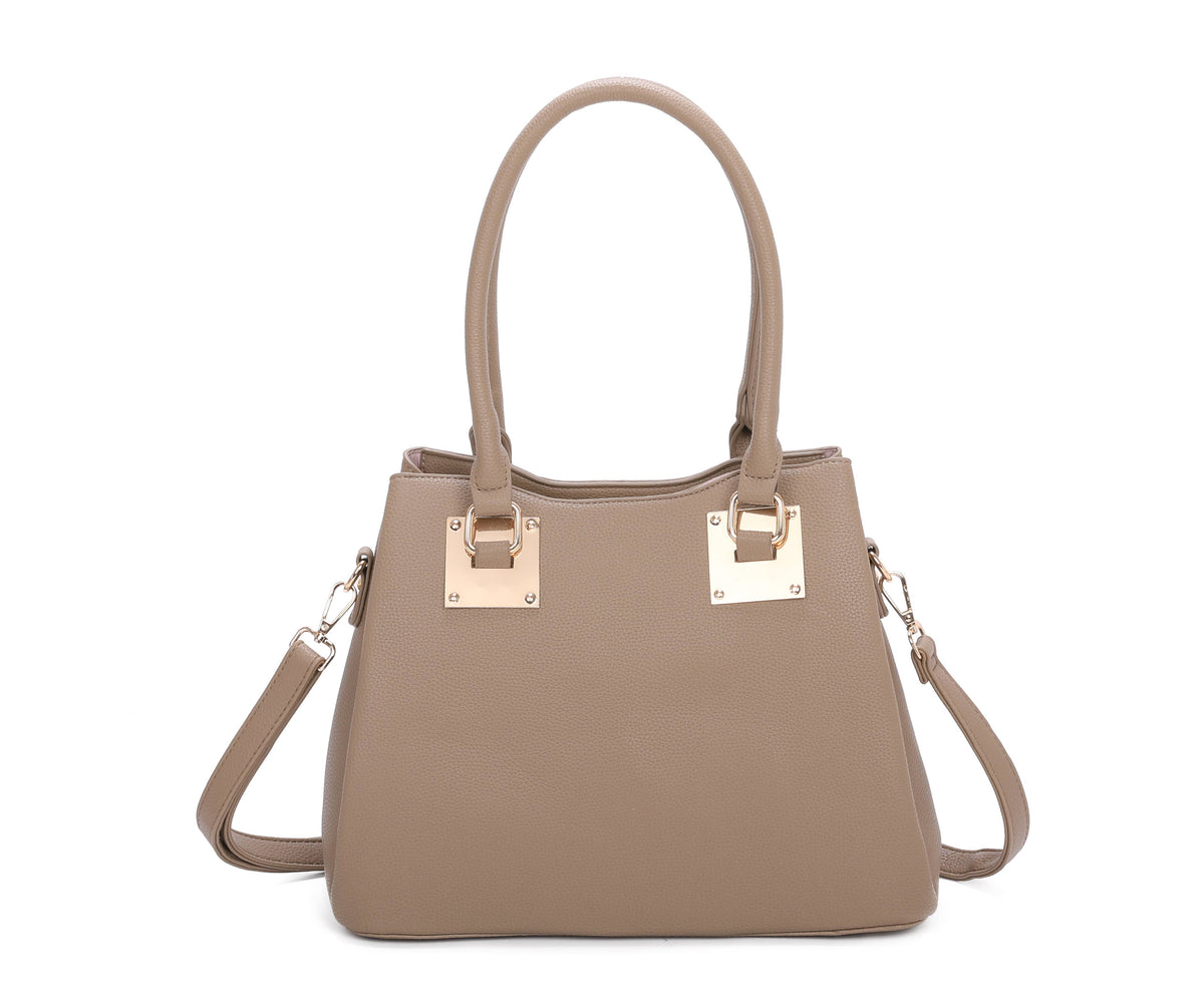 Superbia Medium 3 Compartments Square Metal Details Tote Bag