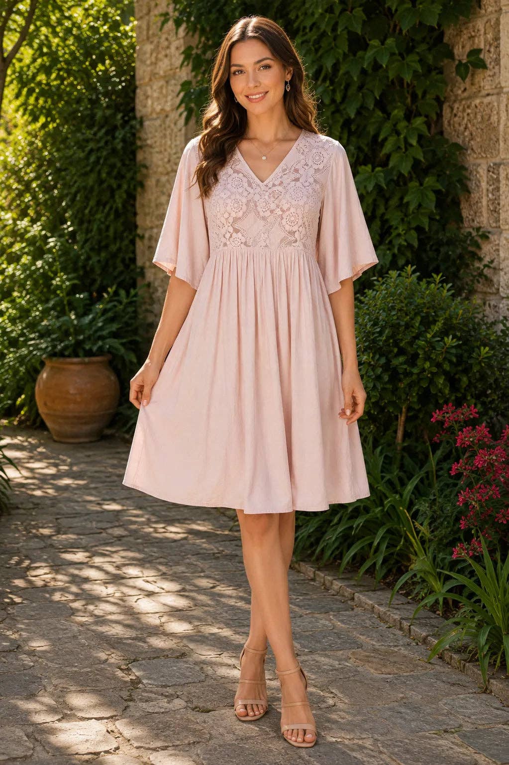 Italian Womens Floral Lace Cotton Smock Dress – Oversized Boho Tunic Dress UK 8–20
