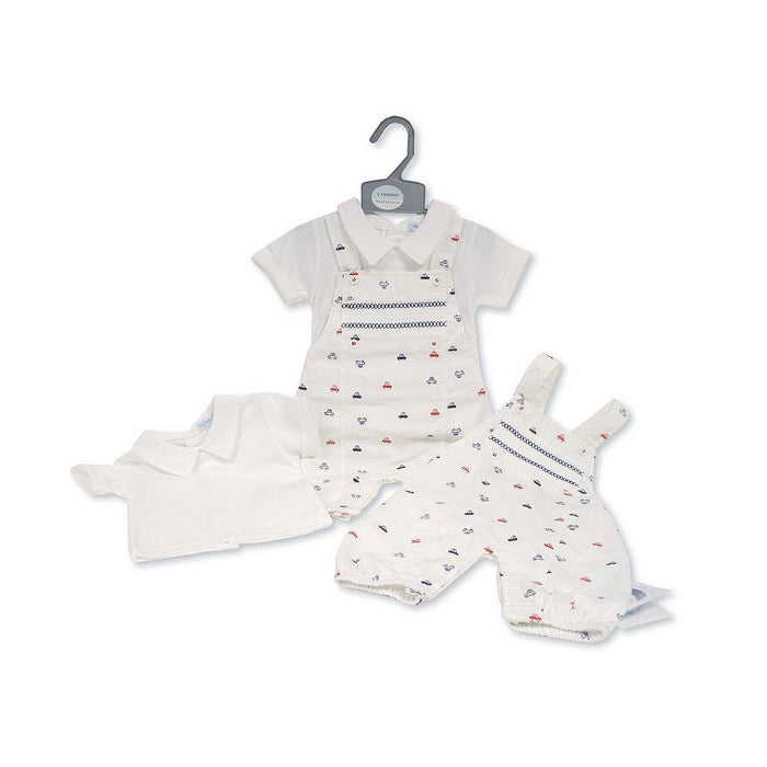 Baby Boys Long 2 pcs Dungaree Set - Cars