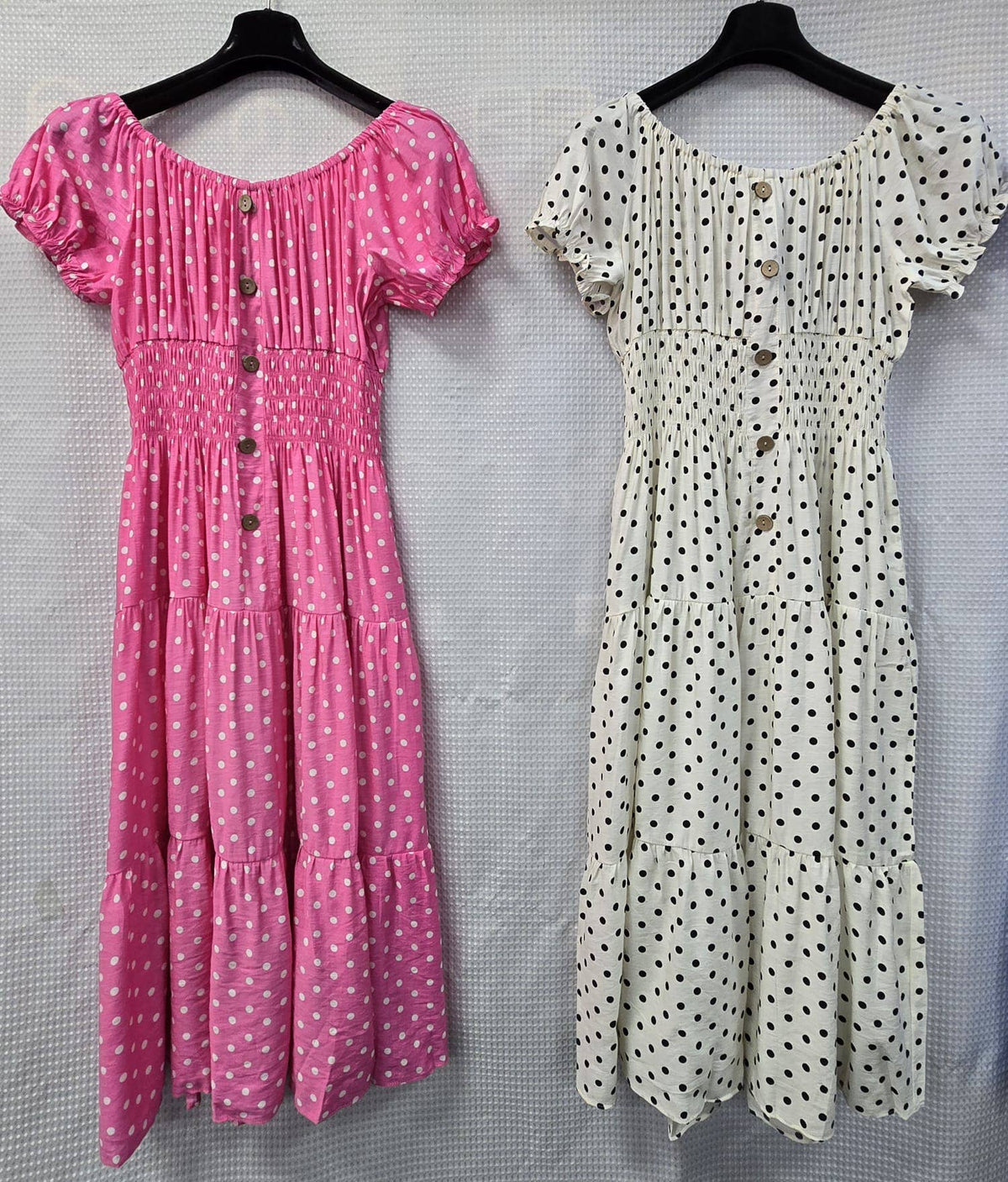 Priya Polka Dot Midi Bardot Dress