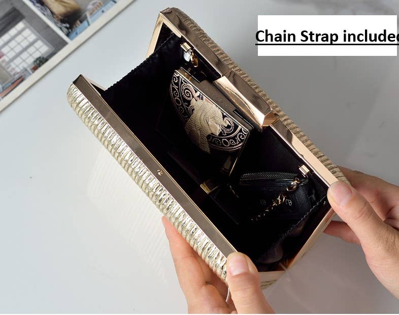 Small Pu Winkle Evening Bag Clutch with 2 Chain Straps-CH004