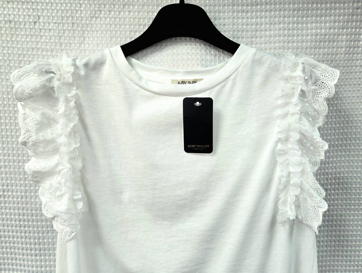 Asymmetric Pure Cotton Frill Sleeve Tshirt Top