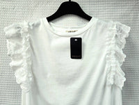 Asymmetric Pure Cotton Frill Sleeve Tshirt Top