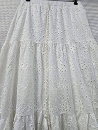 Cotton Crochet Tier Panel Maxi Skirt