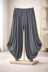 Italian Womens Oversized Jersey Harem Trousers – Wide Leg Baggy Pants