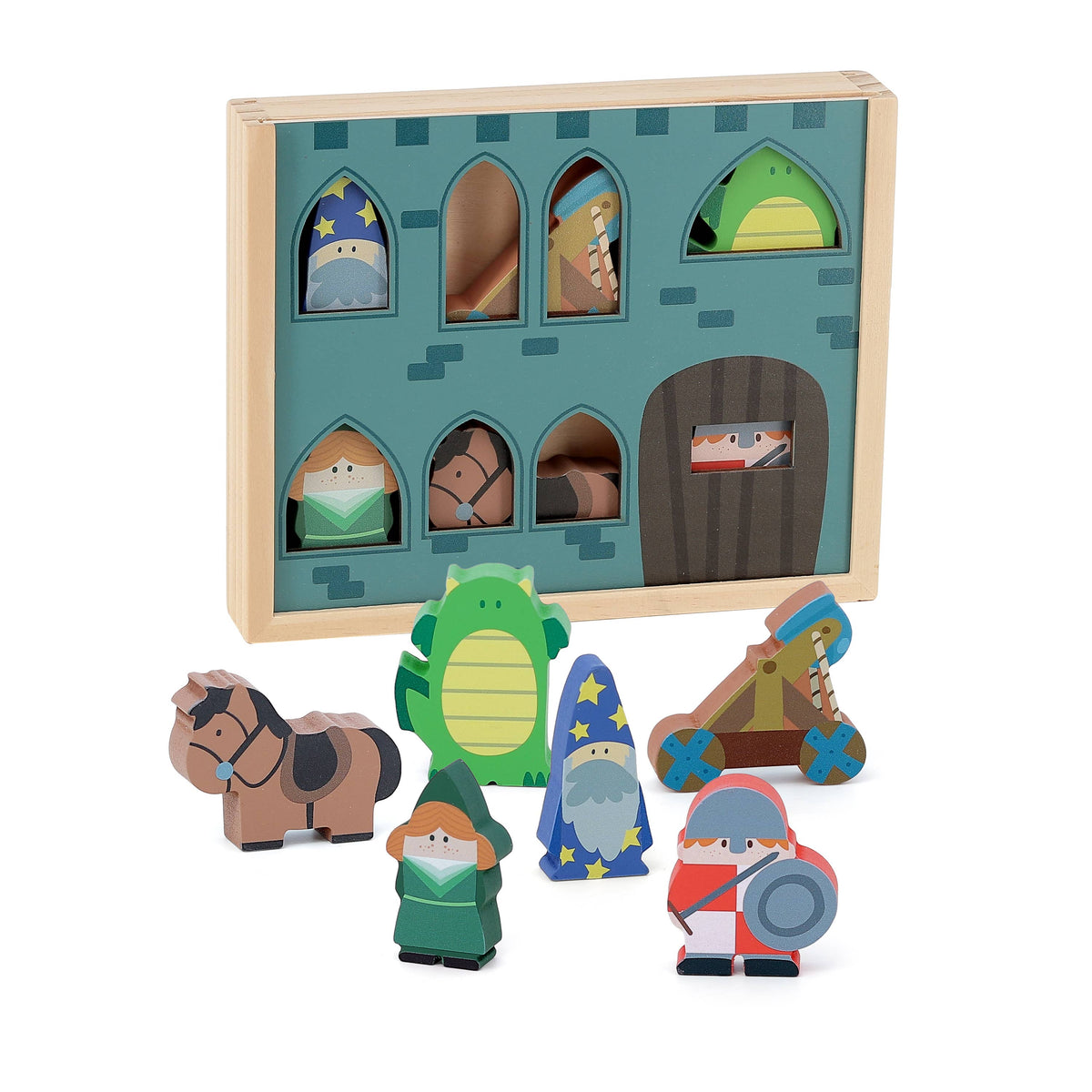 Vilac Wooden Castle Story Wooden Castle Playset with Figures