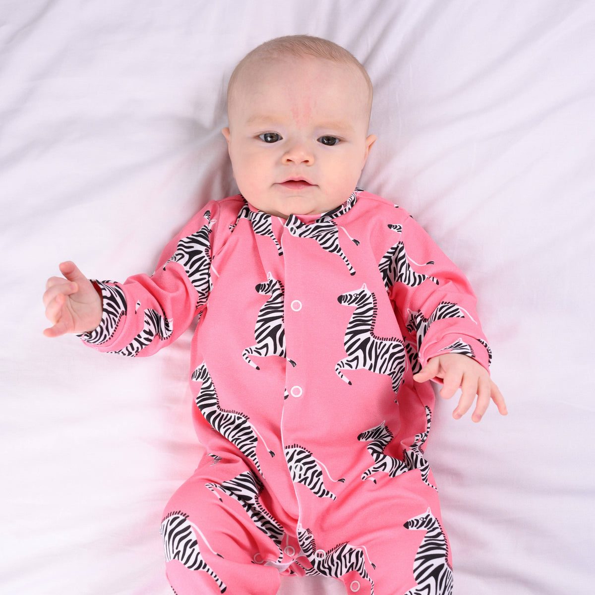 Unisex Baby Cotton Sleepsuit (Onesie) – Pink Zebra Print